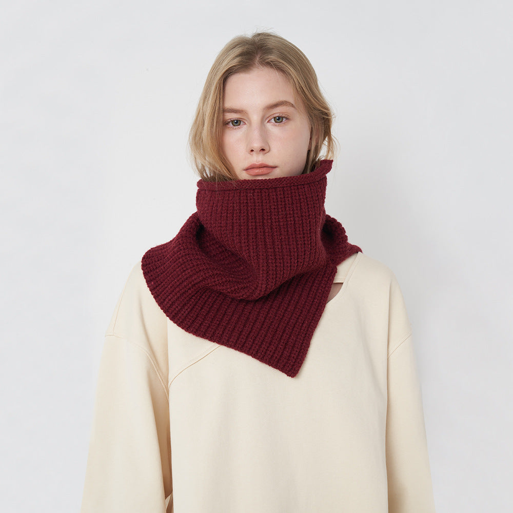 Solid Color High Collar Split Knit Scarve