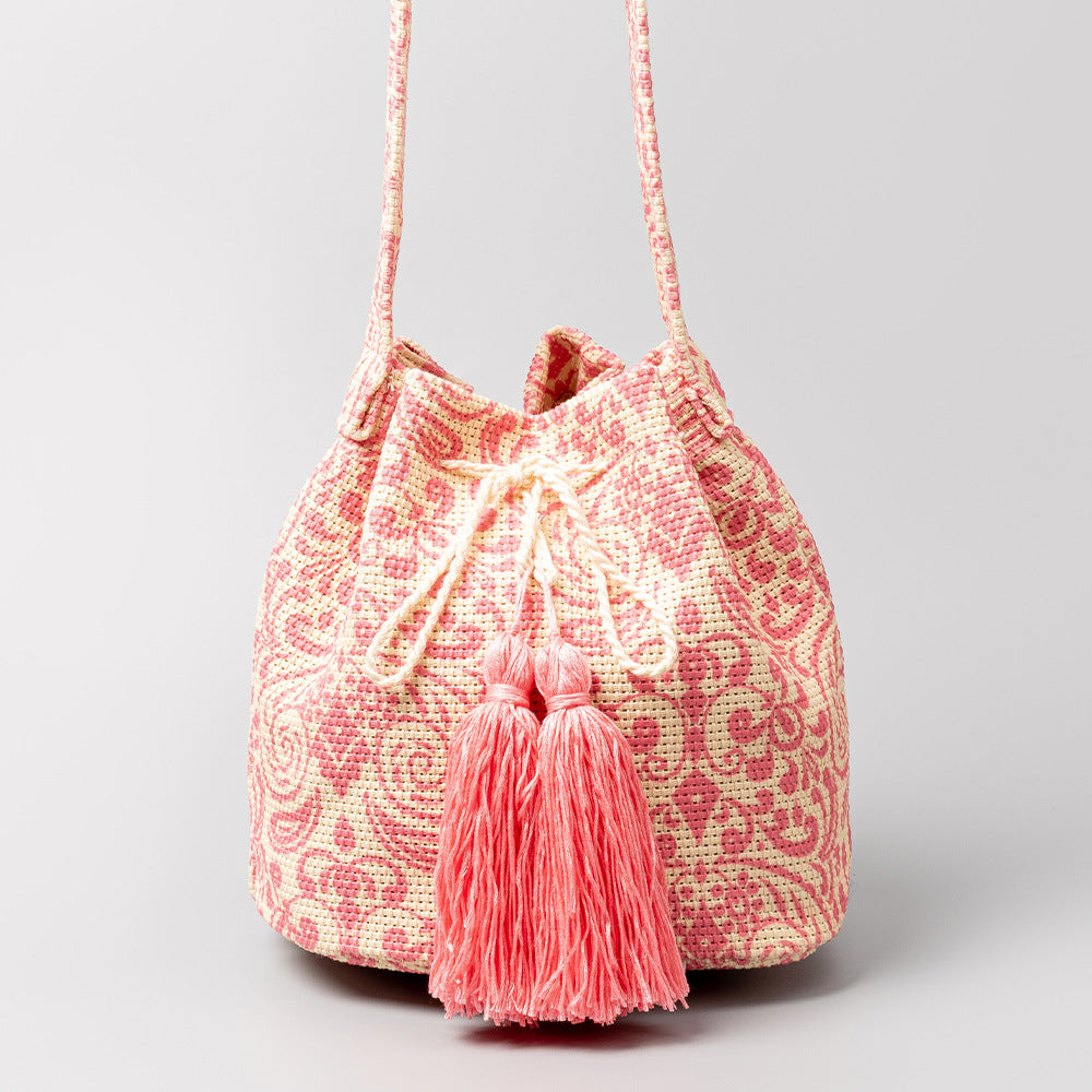 Vintage Print Bucket Shoulder Bags