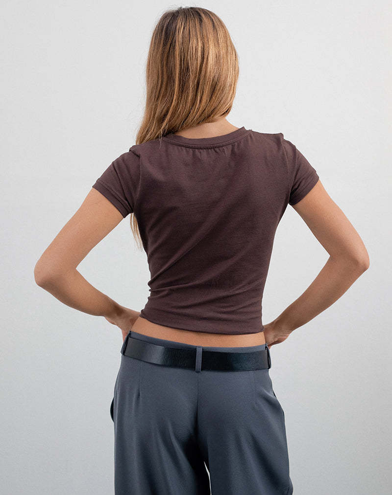 Letter Print Round Neck Slim Tops