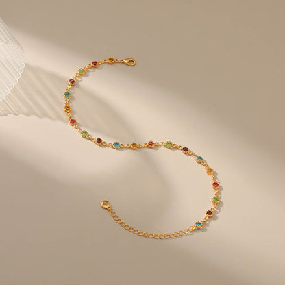 Colorful Zircon Simple Chain Anklets