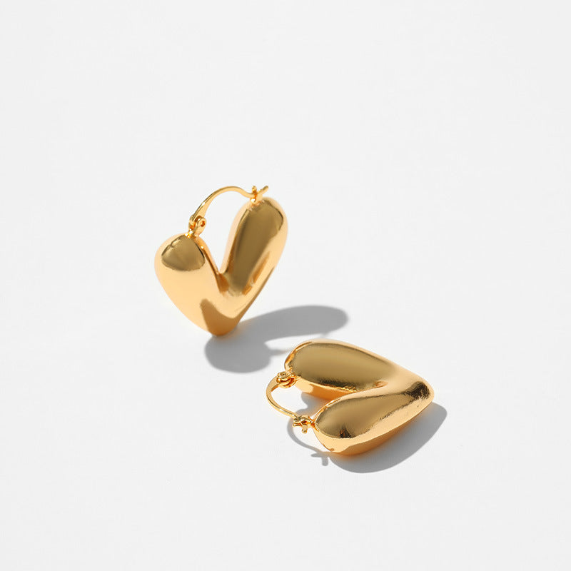 Metal Texture Heart Hoop Earrings