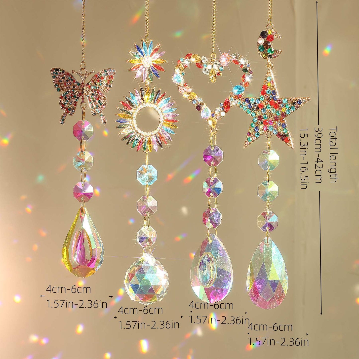3+ Colorful Crystal Suncatcher Hanging