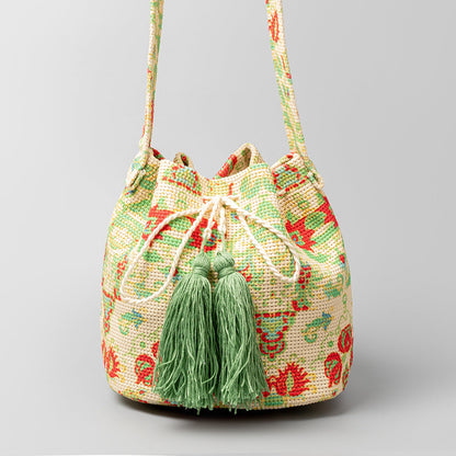 Vintage Print Bucket Shoulder Bags