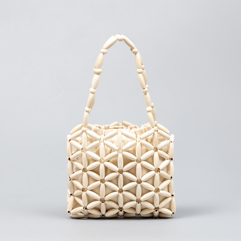 Wooden Bead Woven Handbags
