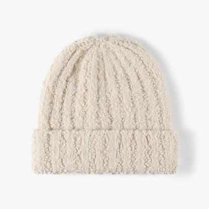 Simple Ribbed Knit Hat Padded Beanie