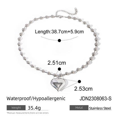 Cubic Love Pendant Bead Chain Necklace