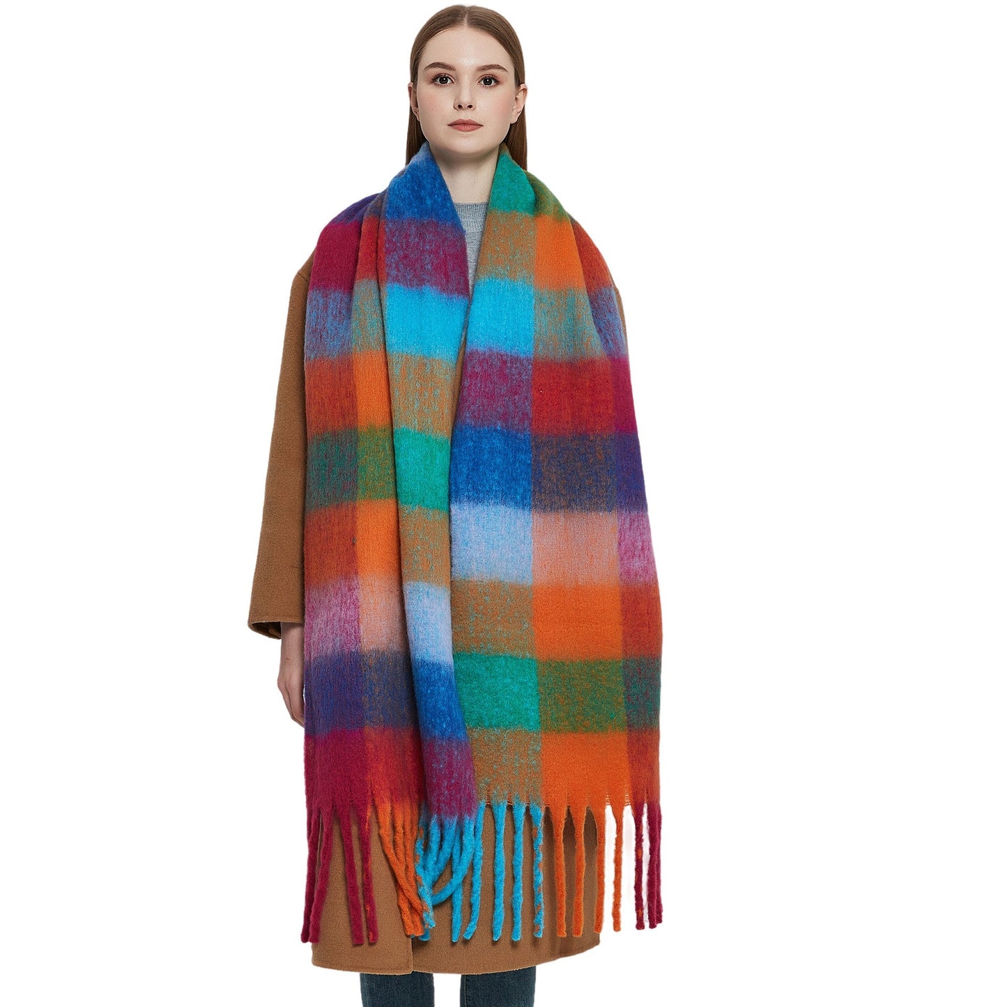 Coloful Plaid Tassel Scarves