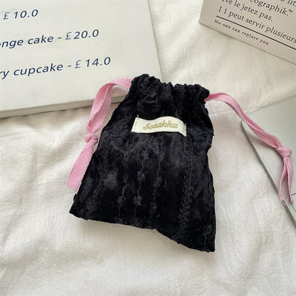 Simple Velvet Drawstring Mini Make Up Bag