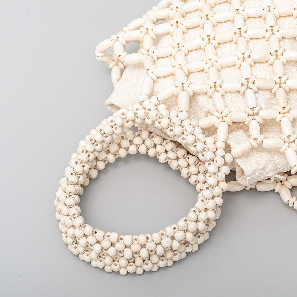 Wooden Bead Contrast Color Handbags