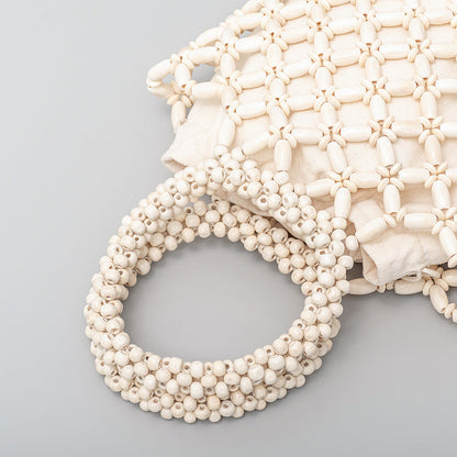 Wooden Bead Contrast Color Handbags
