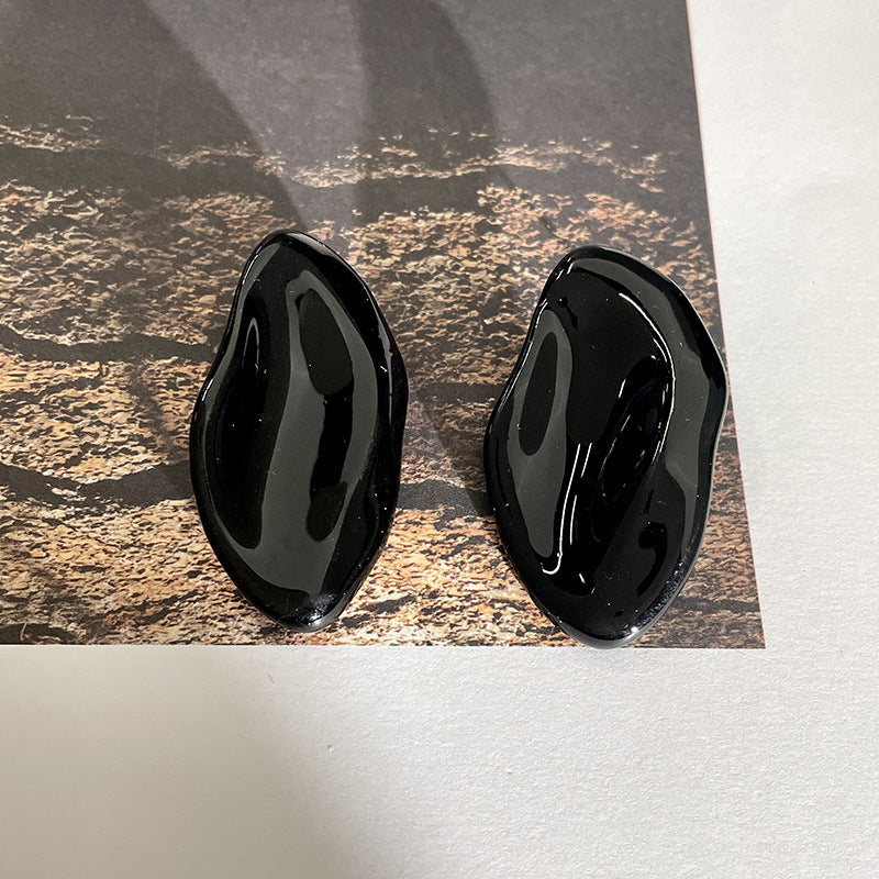 Irregular Geometric Drip Glaze Stud Earrings