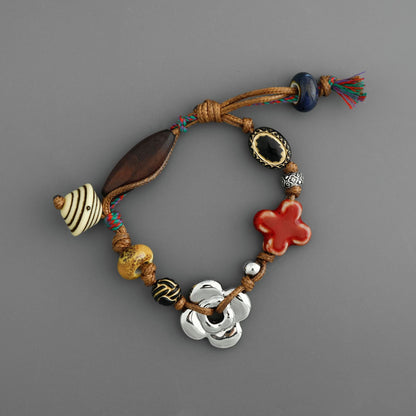 Boho Four-Leaf Clove Bead Braided Bracelet