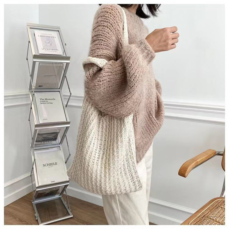Simple Vintage Shoulder Bag Knit Tote Bag