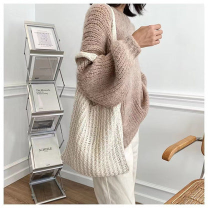Simple Vintage Shoulder Bag Knit Tote Bag