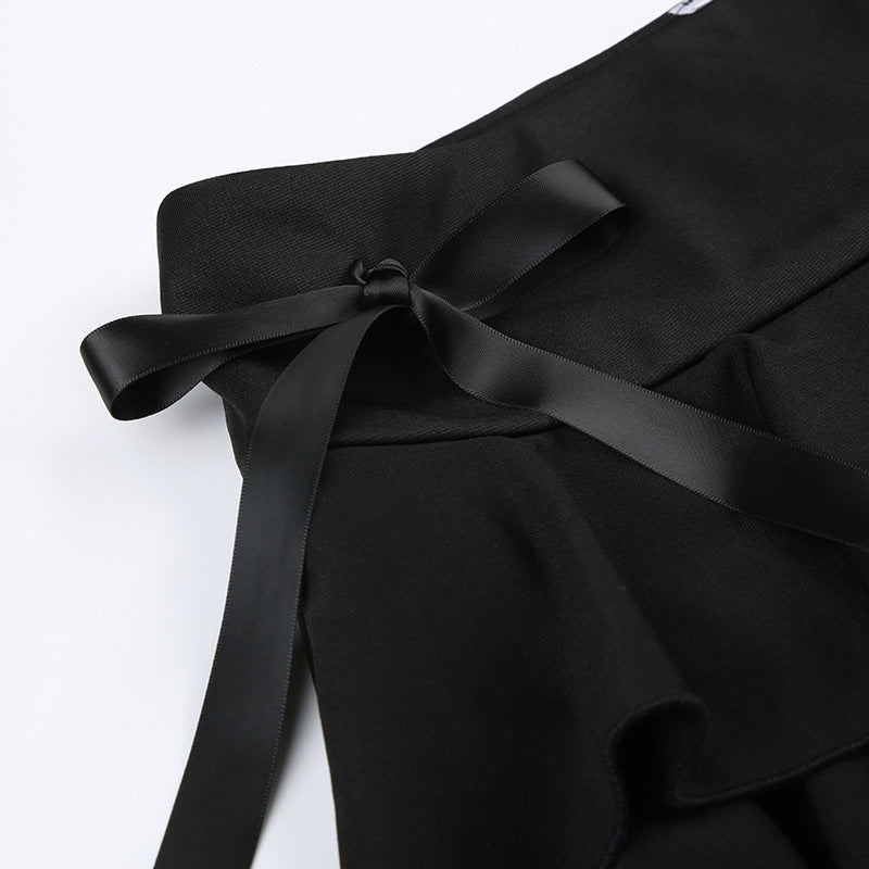 Lace Splicing A-Line Ruffle Mini Skirt