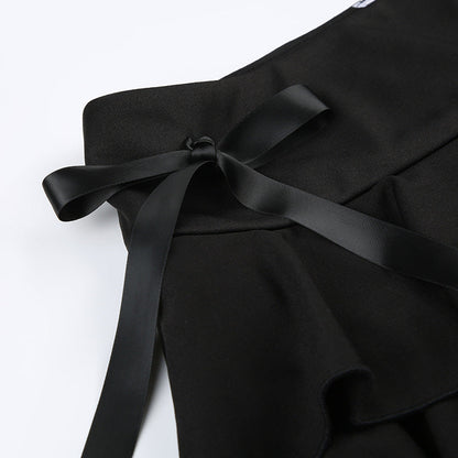 Lace Splicing A-Line Ruffle Mini Skirt