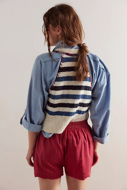 Simple Striped Casual Shorts