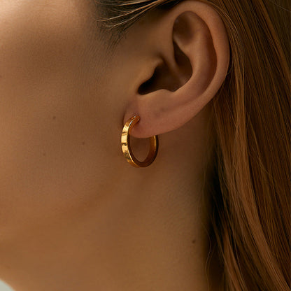 Gold Simple Punk Circle Hoop Earrings
