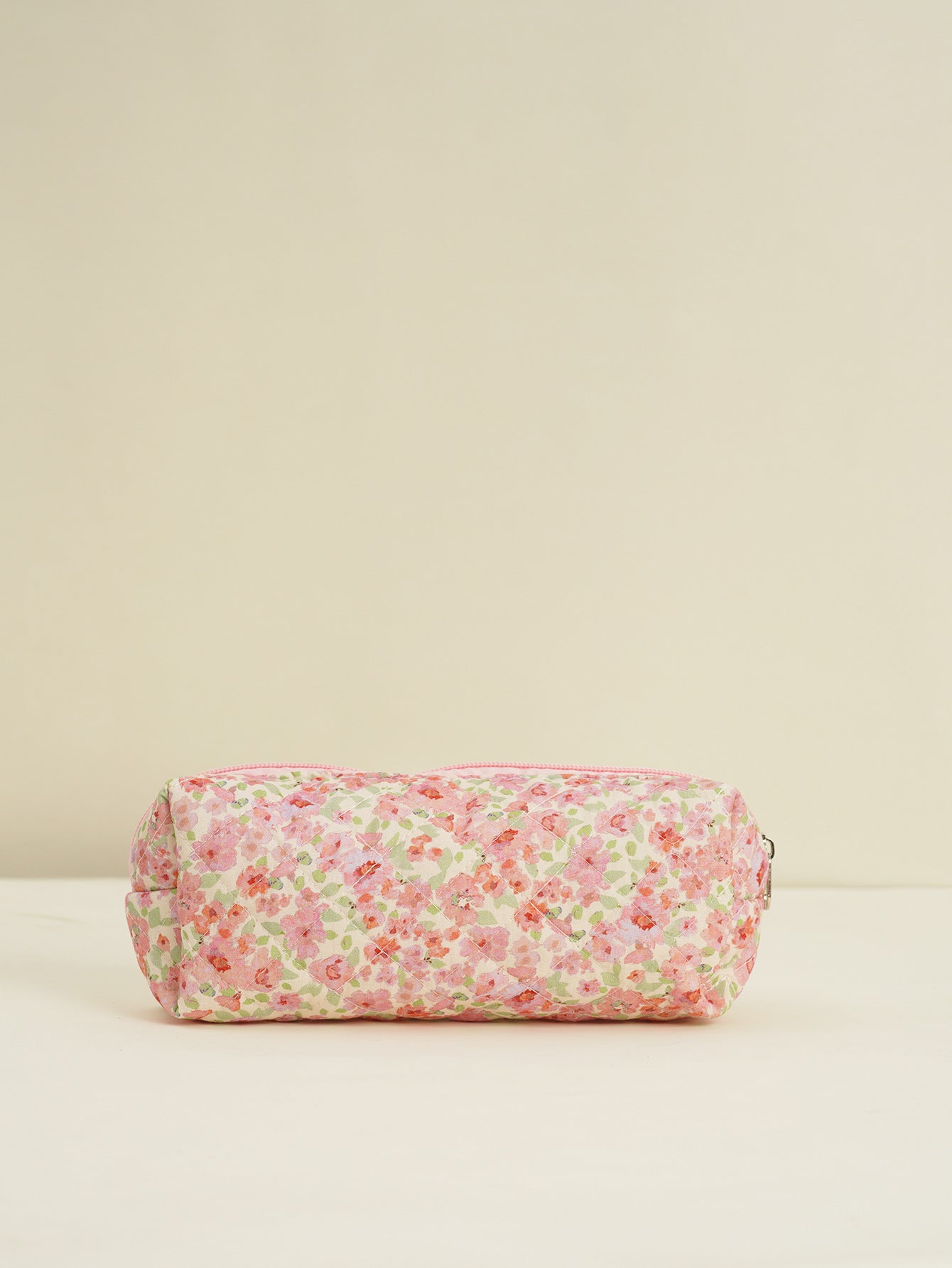 Cute Flower Printed Quilted Cosmetic Bag