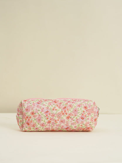 Cute Flower Printed Quilted Cosmetic Bag