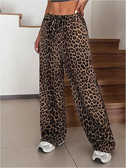 Leopard Low Waist Casual Straight Pants