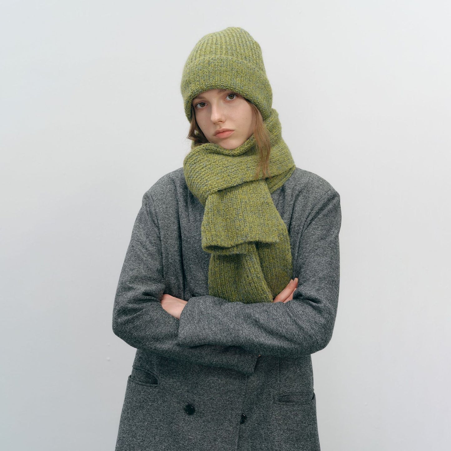 Solid Color Simple Knit Hats Scarves Set