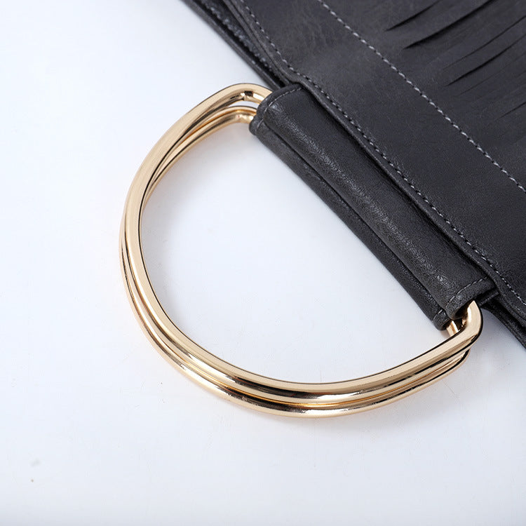 Casual Solid Color Tassel Shoulder Bag