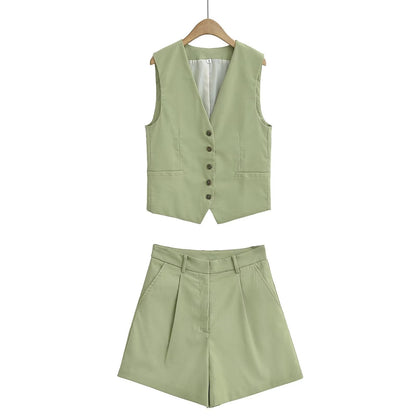 2-Piece Casual Vest Top and Shorts Set