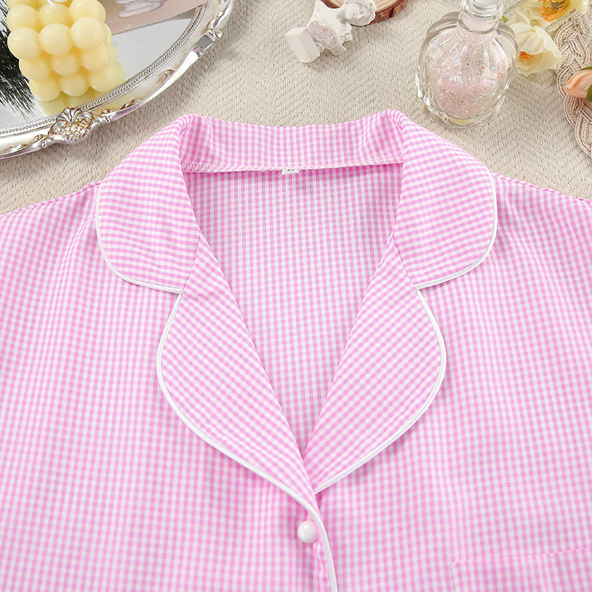 Color Block Plaid Loungewear Pajamas Set