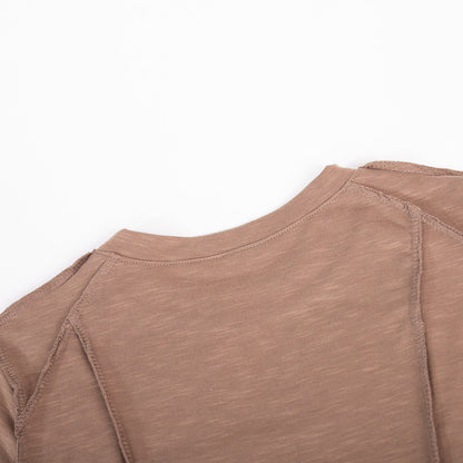 Elegant Splice Round Neck Long Sleeve Top