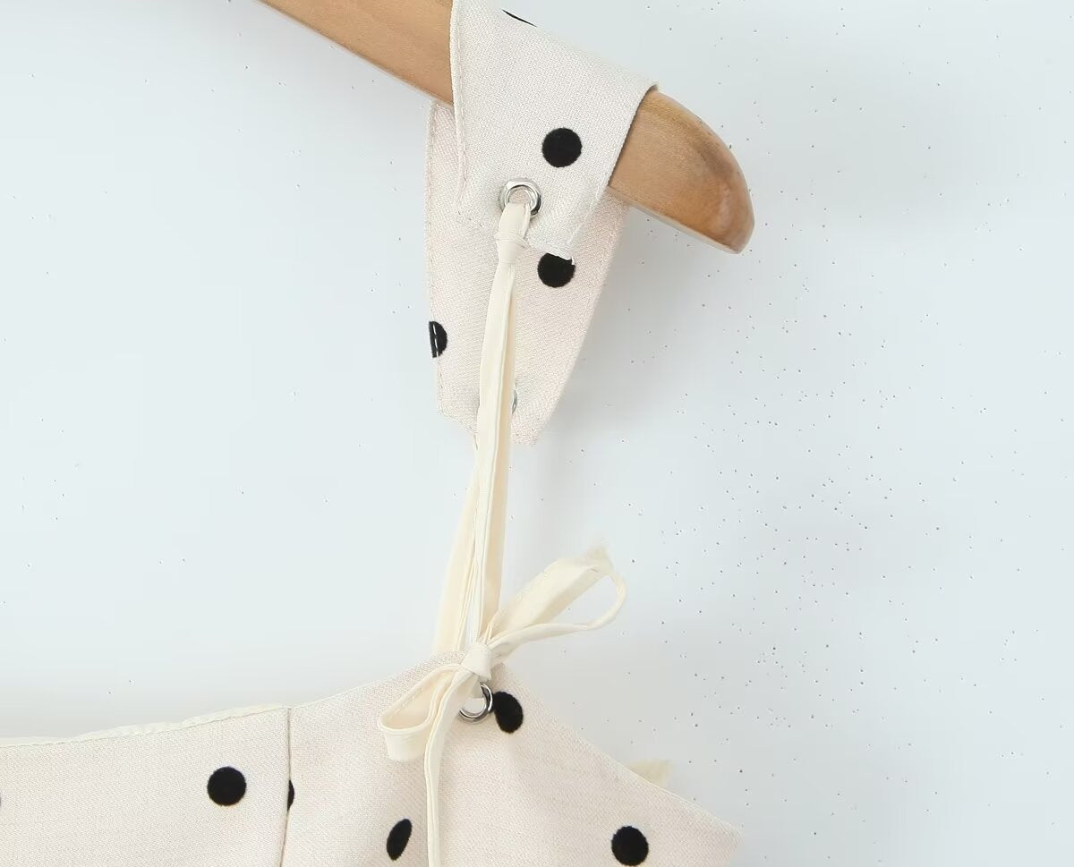 Trendy Polka Dot Tie Back Pleated Dress