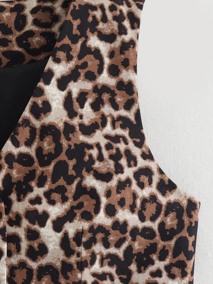 Leopard Print Sexy V-Neck Short Vest