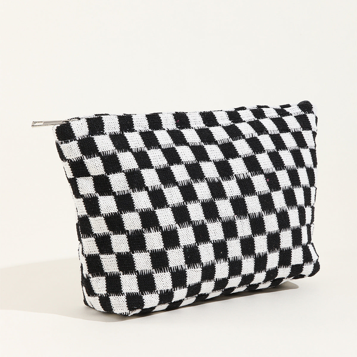 Plaid Color Block Lage Capacity Make Up Bag