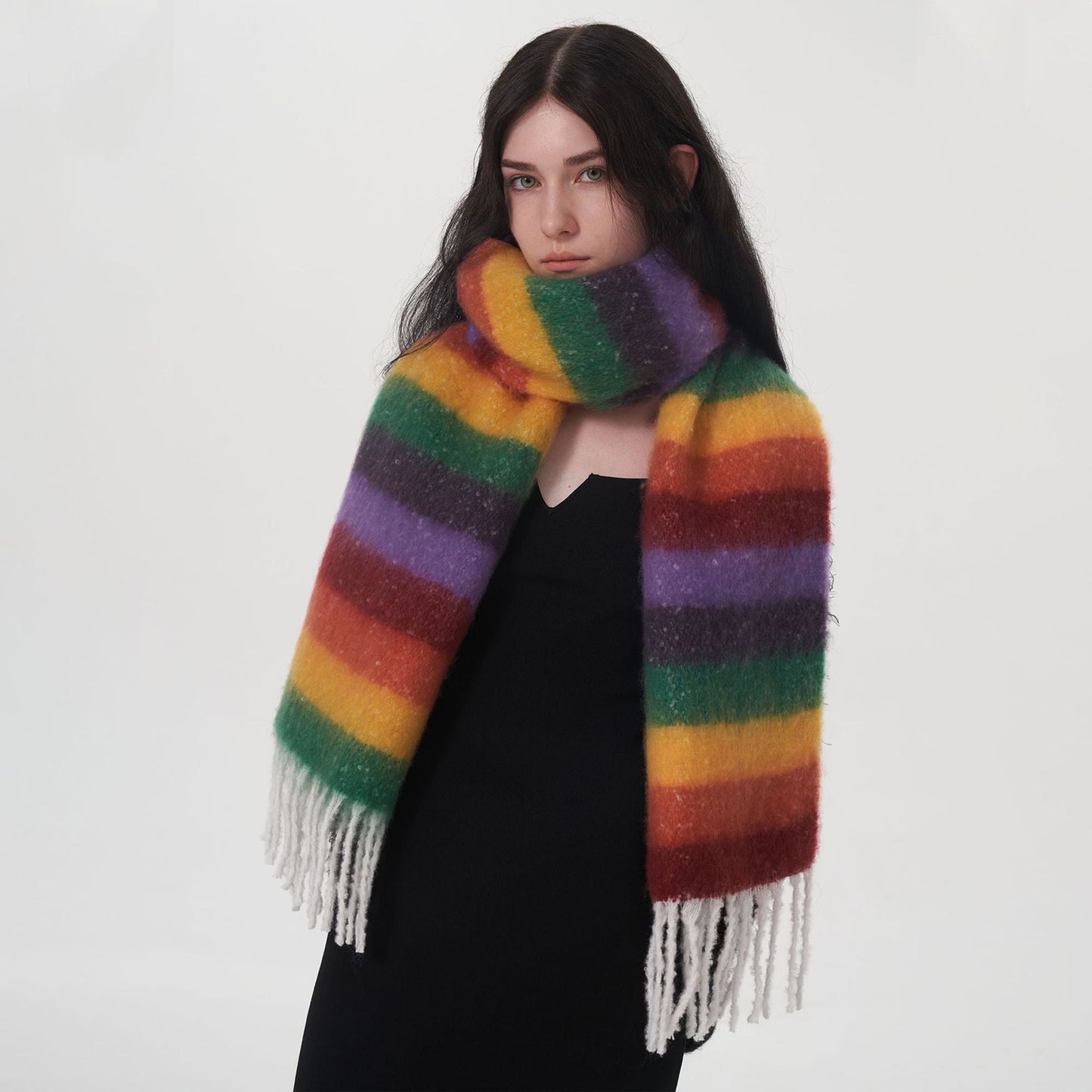 2+ Colorful Rinbow Tassel Scarves