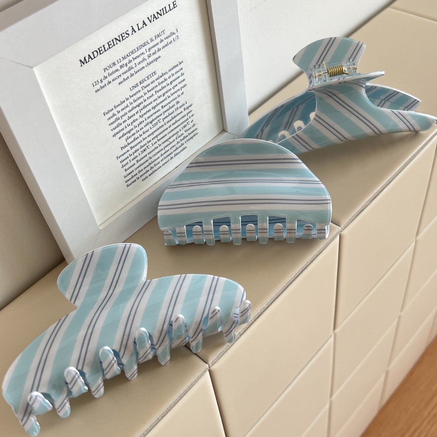 Sweet Striped Acrylic Hair Claw