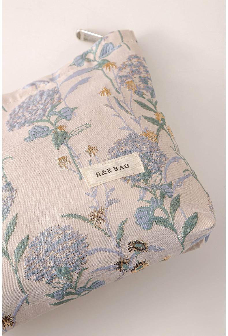Cute Flower Textured Embroidery Makeup Bag