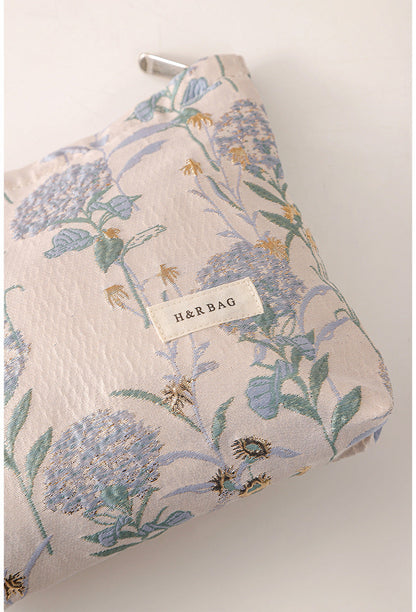 Cute Flower Textured Embroidery Makeup Bag