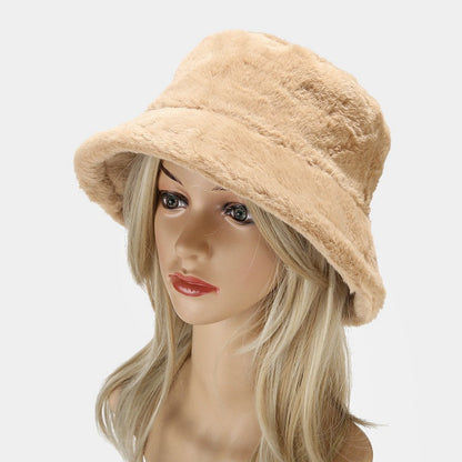 Simple Solid Color Thicken Winter Bucket Hat