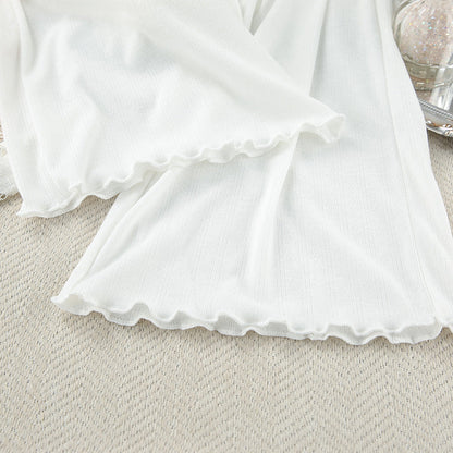 Elegant Long Sleeve Ruffled Pajamas Set