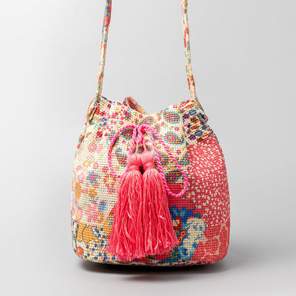 Vintage Print Bucket Shoulder Bags