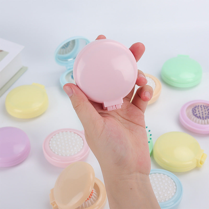 Folding Mini Pocket Cute Comb with Mirror
