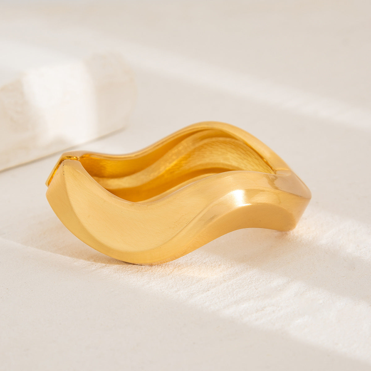 Minimalist Matte Wide Irregular Bangle Bracelet