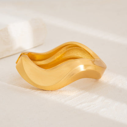 Minimalist Matte Wide Irregular Bangle Bracelet