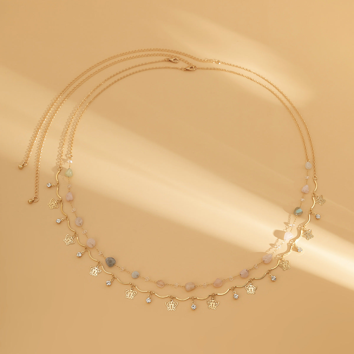 Butterfly Tassel Crystal Layered Waist Chain