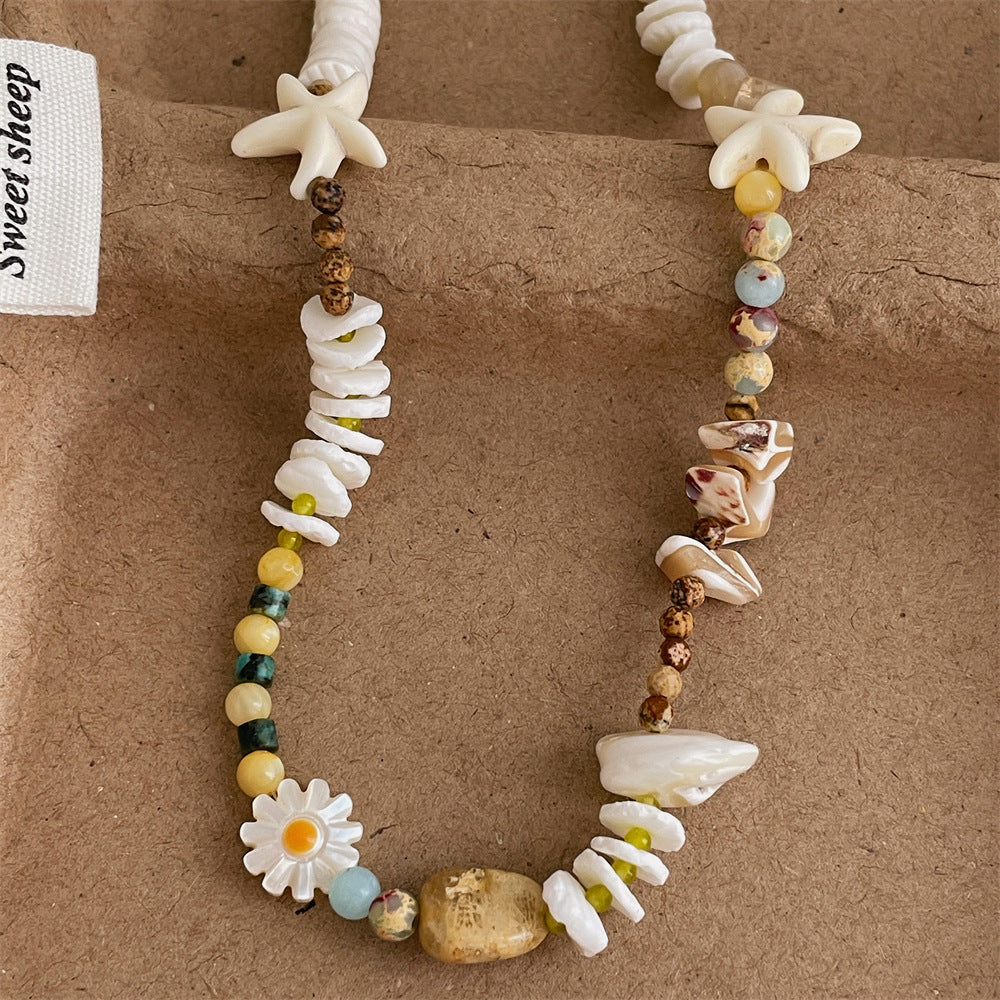 Trendy Irregular Natural Stone Beaded Choker Necklace