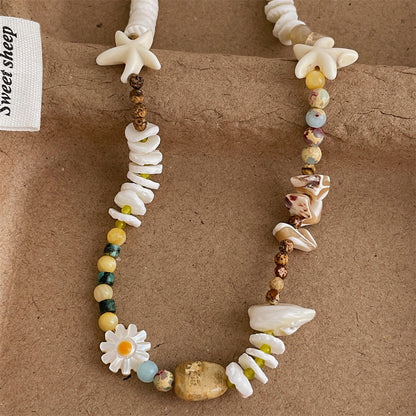 Trendy Irregular Natural Stone Beaded Choker Necklace