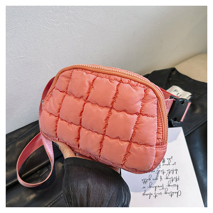 Candy Color Plaid Waist Bag Casual Chest Bag