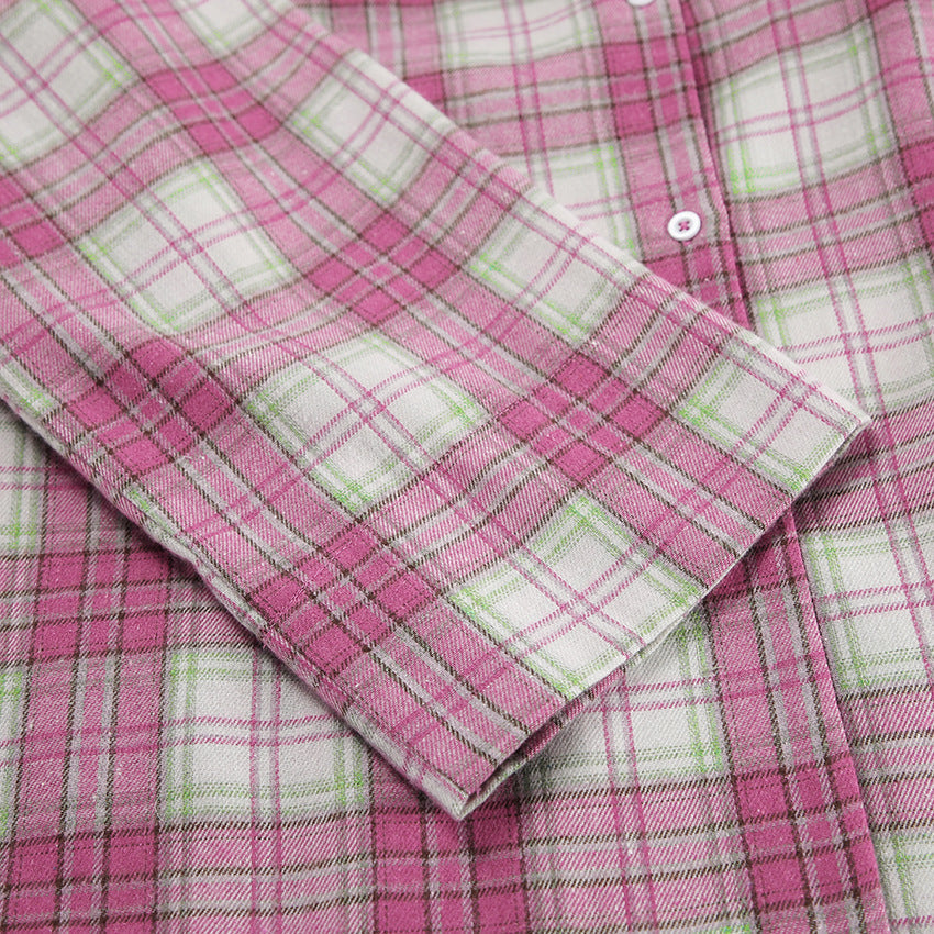 Plaid Long Sleeve Shirt and Pants Sets