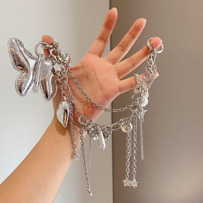 Fashion Butterfly Heart Tassel Chain Bag Charm