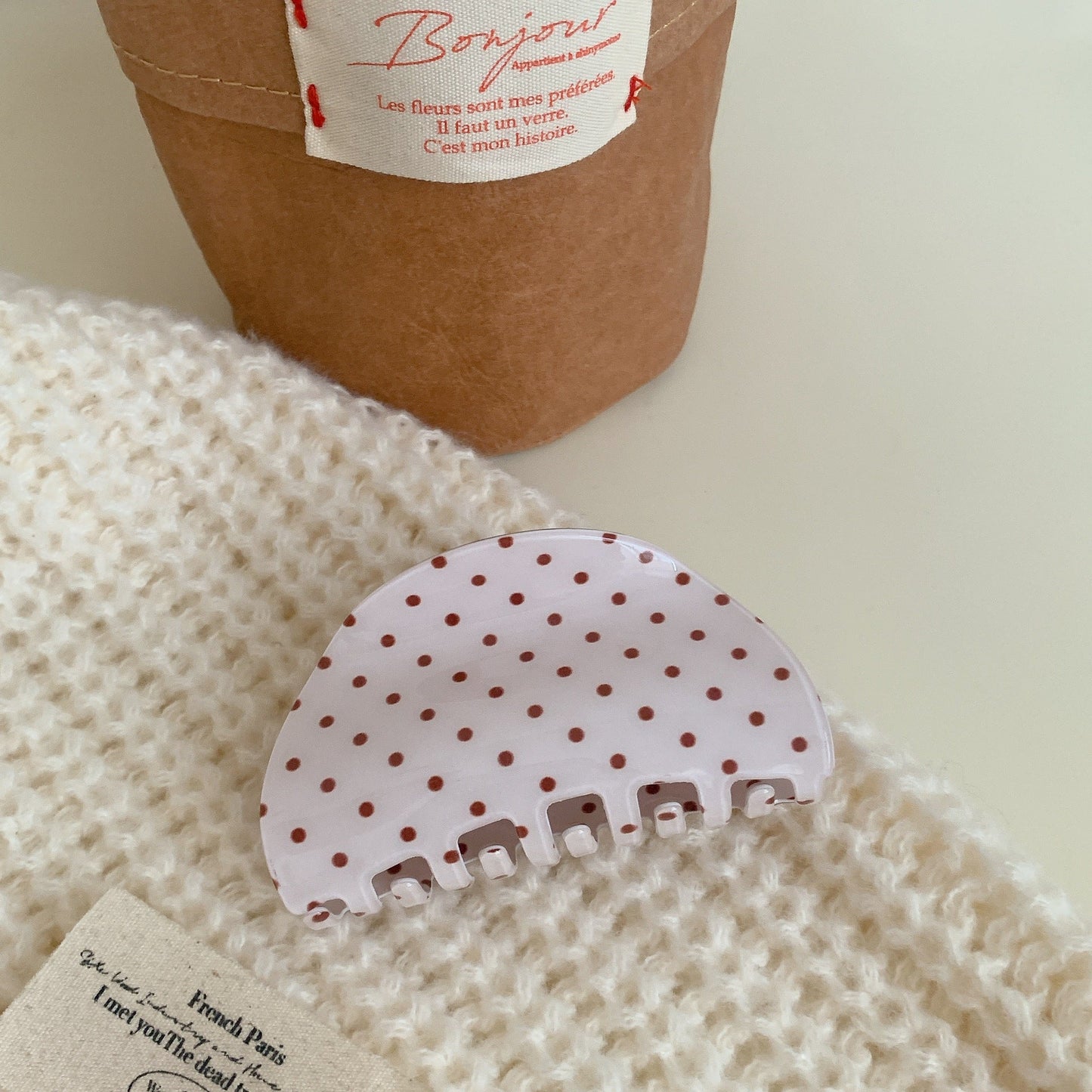 Simple Polka Dot Color Block Hair Claw